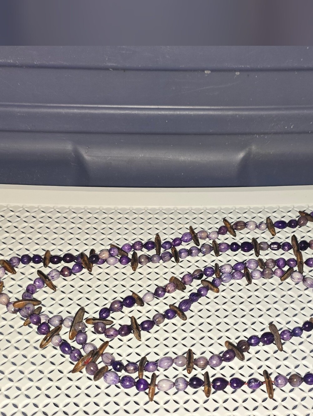 Multi-Strand Purple Beaded Necklace with Natural Accent Spacers - Picture 5 of 5